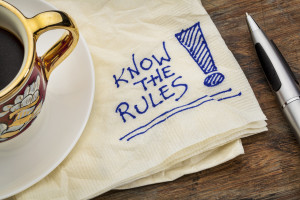 know the rules reminder - a napkin doodle with a cup of espresso coffee